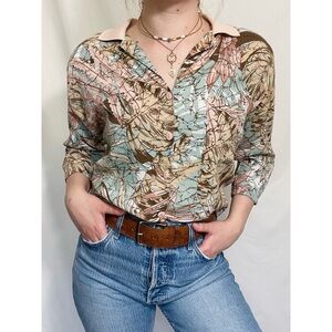 Studio 199 | Vintage 70s Abstract Floral 3/4 Sleeve Button Down